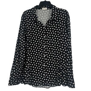 Cloth & Portrait Chicken Print Button Up Shirt Black Farm Country Novelty Sz XXL